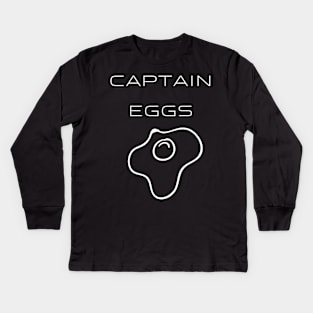 Captain Eggs Typography White Design Kids Long Sleeve T-Shirt